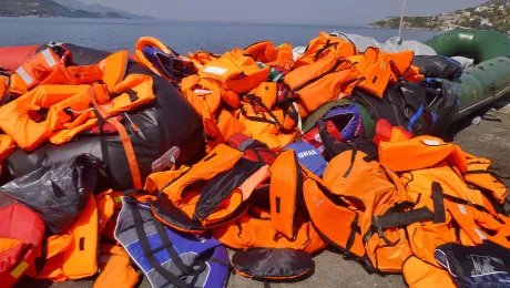 Refugees and migrants crossing the Mediterranean often do so in small boats exposing them to a high risk of running into distress at sea. Photo: IOCC/Apostoli/ACT 