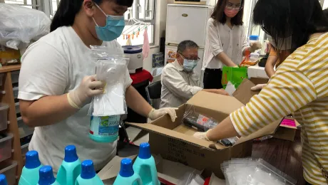 Volunteers at the Eternal Life Lutheran Church in Hong Kong prepare supplies to distribute to local people in need. All Photos: ELCHK