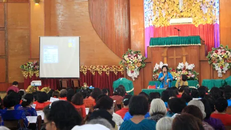 Several hundred women from the Christian Protestant Church in Indonesia (GKPI) gathered at a church in Medan City, North Sumatra, on 19 August 2019 to hear about ways of implementing the Lutheran World Federation's (LWF) Gender Justice Policy in their own local context. Photo: GKPI