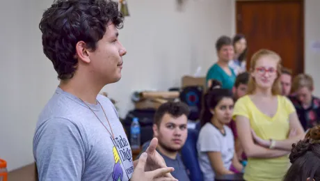 Renato Valenga speaking at the training seminar for the 2018 National Youth Campaign. Photo: Martina Scherer