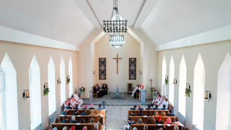 Worshippers inside the newly built Lutheran church in Astana, Kazakhstan. Photo: Yuri Oleynikov