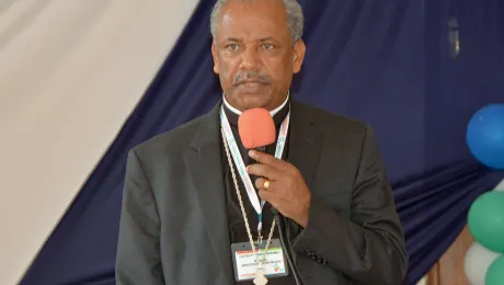 Rev. Dr Wakseyoum Idosa addressing delegates at the LUCCEA General Assembly in Nairobi, Kenya. Photo: ALCINET