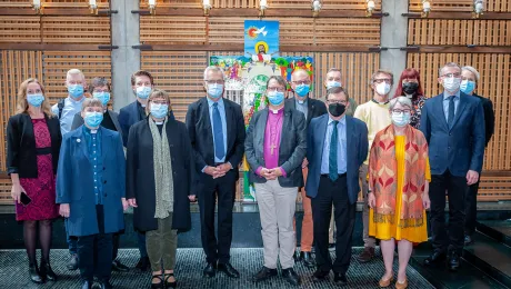 Diocese of Lund Bishop Johan Tyrberg and a delegation of pastors and deans visiting the LWF Communion Office, hosted by General Secretary Rev. Dr Martin Junge. Photo: LWF/S. Gallay