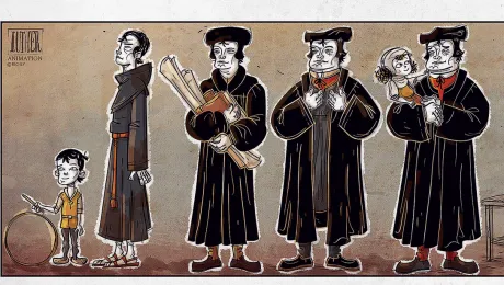 A still from the first animation examining the life of Martin Luther.