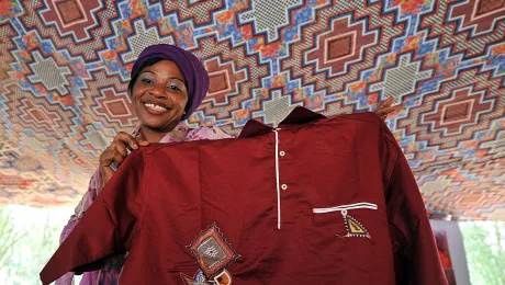 Armed with tailoring skills taught by the LWF, Congolese refugee Bolozi Nzenze Budiaki has the chance to support her family in new home, Mauritania. Photo: LWF/C. KÃ¤stner