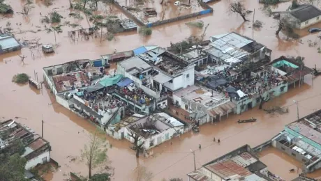 Aerial view of flooding caused by cyclone Idai in Mozambique. Photo: Lutheran Media Forum 