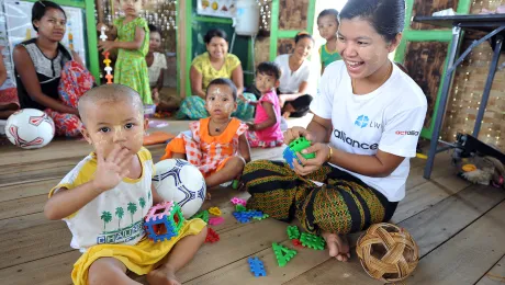 An LWF-run child-friendly space in Thi Kyar village, Mrauk U township, Rakhine state, Myanmar. Photo:C/KÃ¤stner 