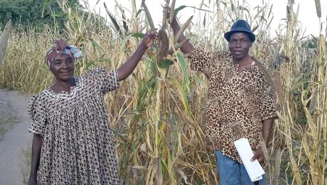 Jacob Alweendo and his wife Berfine are confident of a good millet harvest from their farm in Oipanda village, northwest Namibia. Photo:LWF/UCC-NELC