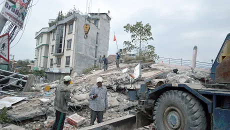 Houses destroyed in Kathmandu, Nepal. Photo: LWF Nepal