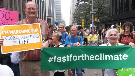 The LWF delegation to the New York Climate events participated in the âLargest Climate Marchâ in history, held 21 September, in New York City. Photo: #FastForTheClimate/Nikola Taylor