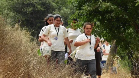 Students from schools in the West Bank take part in the August 2019 training workshop on environmental leadership. Photo: Adrainne Gray