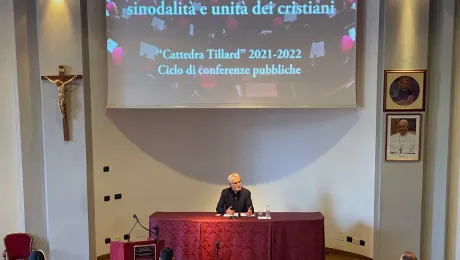 LWF General Secretary Rev. Dr Martin Junge delivers a lecture at the Pontifical University of St Thomas Aquinas (Angelicum) on Synodality and Christian Unity from a Lutheran perspective. Photo: LWF/A. Danielsson 