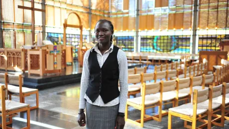 Rose Nathike Lokonyen in the chapel of the Ecumenical Center, where the LWF is based. Lokonyen will be one of the speakers at MalmÃ¶ arena. Photo: LWF/M. Renaux