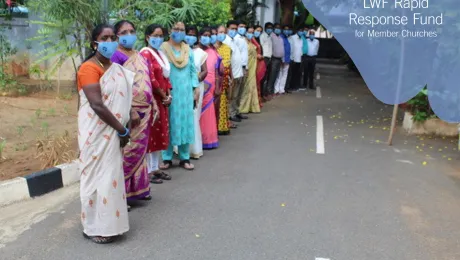 The United Evangelical Lutheran Churches in India staff wearing the Lutheran World Federation face masks. Photo: Rev. A. Joshuva Peter/ UELCI