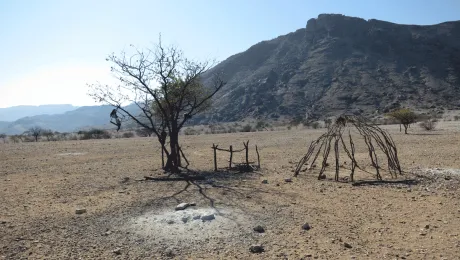 A cattle post in Kunene region of Namibia, abandoned due to lack of grazing pasture for livestock. Photo: LWF