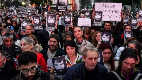 Demonstrators in the Argentine capital Buenos Aires, calling for the 