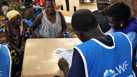 LWF receiving refugees at Lefori collection point, in Northern Uganda. Photo: LWF/ C. KÃ¤stner