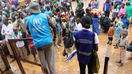 Refugees arrive at Elegu collection center at a rate of 41 a minute. The LWF is warning of an even greater influx in the coming weeks. Photo: LWF/ P. Kikomeko