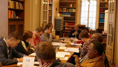 Participants of the first seminar âStudying Ecumenism in Strasbourgâ during one of the intensive working sessions. Photo: Elke Leypold, Institute for Ecumenical Research