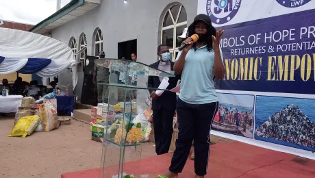 Ms Canaan Osagie speaking at the Symbols of Hope mid-September event in Benin City, southern Nigeria. All photos: SOH Nigeria