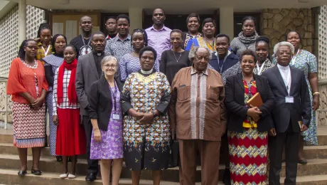 LWFâs program executive for gender justice and womenâs empowerment, Rev. Dr Marcia Blasi and Regional Secretary for Africa Rev. Dr Elieshi Ayo Mungure gather with staff and students for the inauguration of the new theology, gender justice and leadership course at Tumaini University Makumira in Arusha, Tanzania. Photo: Algo Lameck Lwendo