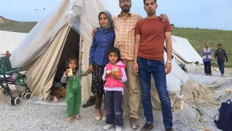 An Afghan refugee family in a Greek refugee camp, 2015. Photo: LWF/ J. Schreier