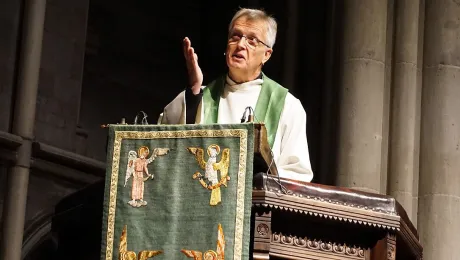 LWF General Secretary Rev Dr. Martin Junge preaching in Nidarosdomen, the cathedral in Trondheim, Norway. Photo: Church of Norway