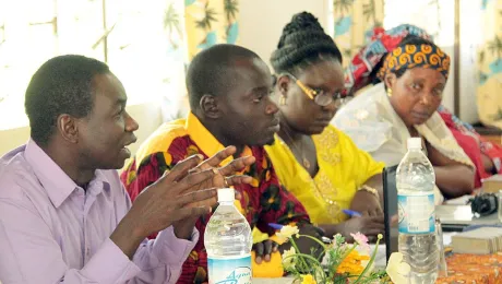 Participants in the LWF workshop at NgaoundÃ©rÃ©, Cameroon, included Rev. Mamadou T. Diouf (left), President of the Lutheran Church of Senegal. Photo: LWF/ David Adjia