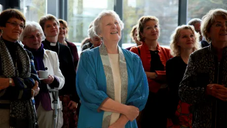 Voices from the Communion Rev. AuÃ°ur Eir VilhjÃ¡lmsdÃ³ttir the first woman ordained in the Evangelical Lutheran Church of Iceland preaches to the Womanâs Church. Photo: Kvennakirkjan