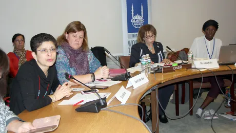 UNFPA's Dr Azza Karam (left, speaking) said the situation in Brazil, as presented by Rev. Cibele Kuss (right), highlighted the need to share experiences about religious intolerance across similarly affected countries in the South. Photo: LWF/C. RendÃ³n