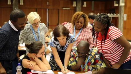 Participants in a group meeting at the faith-based organizations' training on advocacy for women's human rights, co-hosted by the LWF and other FBOs. Photo: LWF/Peter Kenny