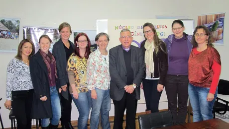 LWF President Bishop Dr Munib A. Younan, with members of the EST Gender Research group in SÃ£o Leopoldo. Photo: EST/ Adriana Gastellu