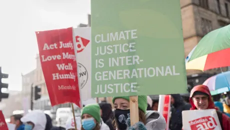 Since 2011, young people have represented the LWF at the UN climate change conferences COP, advocating for climate and intergenerational justice. Last year they also participated in the climate march during COP26 in Glasgow, Scotland. Photo: LWF/Albin Hillert