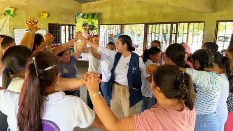 The cover of the LWF World Service Annual Report. Photo: LWF/ R. Hernandez, montage: S.Gallay