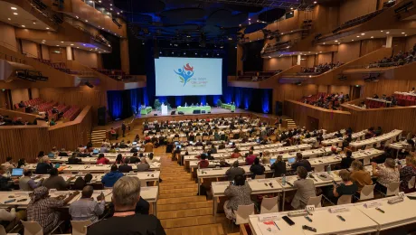 Assembly plenary discussing the resolutions