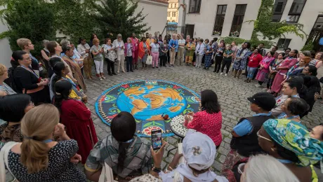 Evening prayer on the theme of gender-based violence at the Women's Pre-Assembly in Wroclaw, Poland, in September 2023. Photo: LWF/A. Hillert