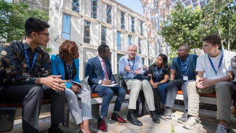 LWF delegates pictured at the United Nations climate summit COP28 in Dubai, United Arab Emirates. Photo: LWF/Albin Hillert