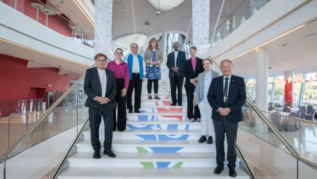 LWF President and vice presidents pictured at the first meeting of the LWF Council following the LWF Thirteenth Assembly, held in Krakow, Poland on 13-19 September 2023 under the theme of ’One Body, One Spirit, One Hope’. Photo: LWF/Albin Hillert