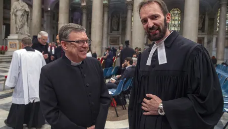 Rev. Michael Jonas, pastor of the Evangelical Lutheran community in Rome, Italy, with Prof. Dirk Lange, LWF Assistant General Secretary for Ecumenical Relations. Photo: CatholicPressPhoto/A. Giuliani