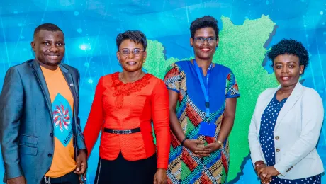 LWF Burundi Country representative Martine Nibasumba (2 from left) with the panel on national TV. Photo: LWF