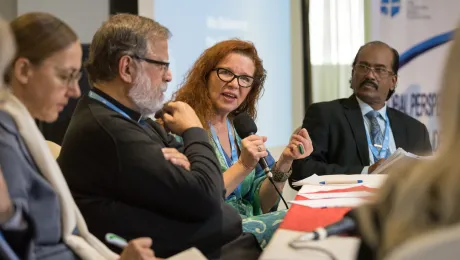 Rev. Dr Mari-Anna Auvinen in a response panel during the global consultation on Lutheran identities held in Addis Ababa, Ethiopia, in October 2019. Photo: LWF/Albin Hillert