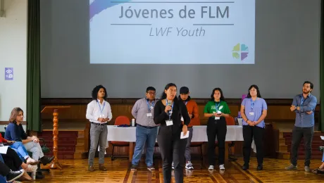 Youth participants of the Leadership Conference of the Americas presenting their work priorities during the meeting. Photo: LWF/Gabriela Giese