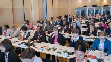 The newly LWF Council convened for their first session following the LWF Thirteenth Assembly, held in Krakow, Poland on September 2023. Photo: LWF/Albin Hillert