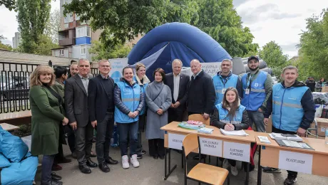 LWF delegation at IDP reception center Kharkiv