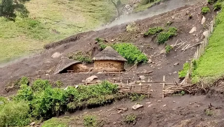 Devastation from heavy rains in the home of an ELCK congregant in West Pokot, North West Diocese. Photo: ELCK/Paul Loyomo