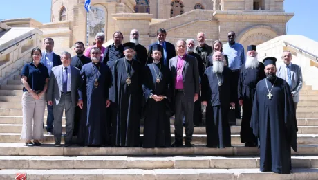 Members of the International Lutheran-Orthodox Joint Theological Commission at work in the Patriarchal monastery of St George in the old city of Cairo, Egypt. Photo: George Adib