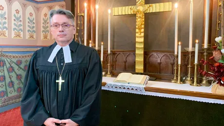 Bishop Novak in his church in Murska Sobota. Photo: ECACS