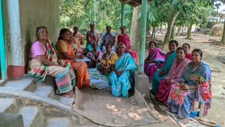 Members of the Adompur Indigenous Women Laborers’ Cooperative, whose small weekly savings have generated capital that provides credit, and health and education loans. Photo: BNELC