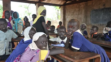 LWF works with refugees and host communities in Maban, South Sudan providing education and raising awareness about the risks of early marriage for girls like these students in Kaya refugee camp. Photo:LWF/C. Kästner-Meyer