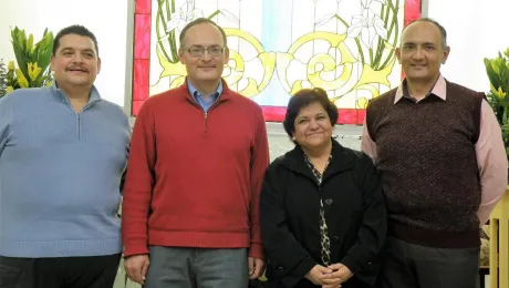 Electos por unanimidad como nuevas autoridades de la ILM (de izquierda a derecha): Rev. Moises Pérez (Vicepresidente), Rev. Ari Trejo (tesorero), Revda. Sofia Tenorio (Secretaria) y Rev. Roberto Trejo (Presidente). Foto: Adriana Castaneda